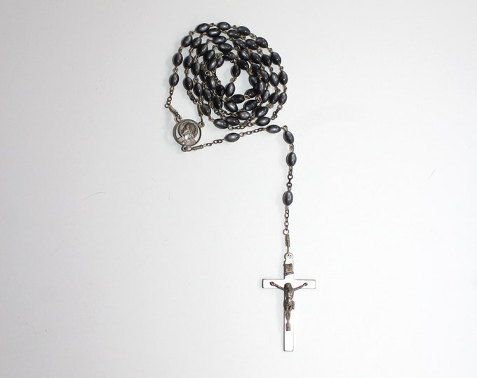 Vintage Catholic Rosary Beads Gray Lucite Beads