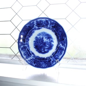 Antique 1889 Flow Blue Flat Soup Bowl Burgess & Leigh Middleport England