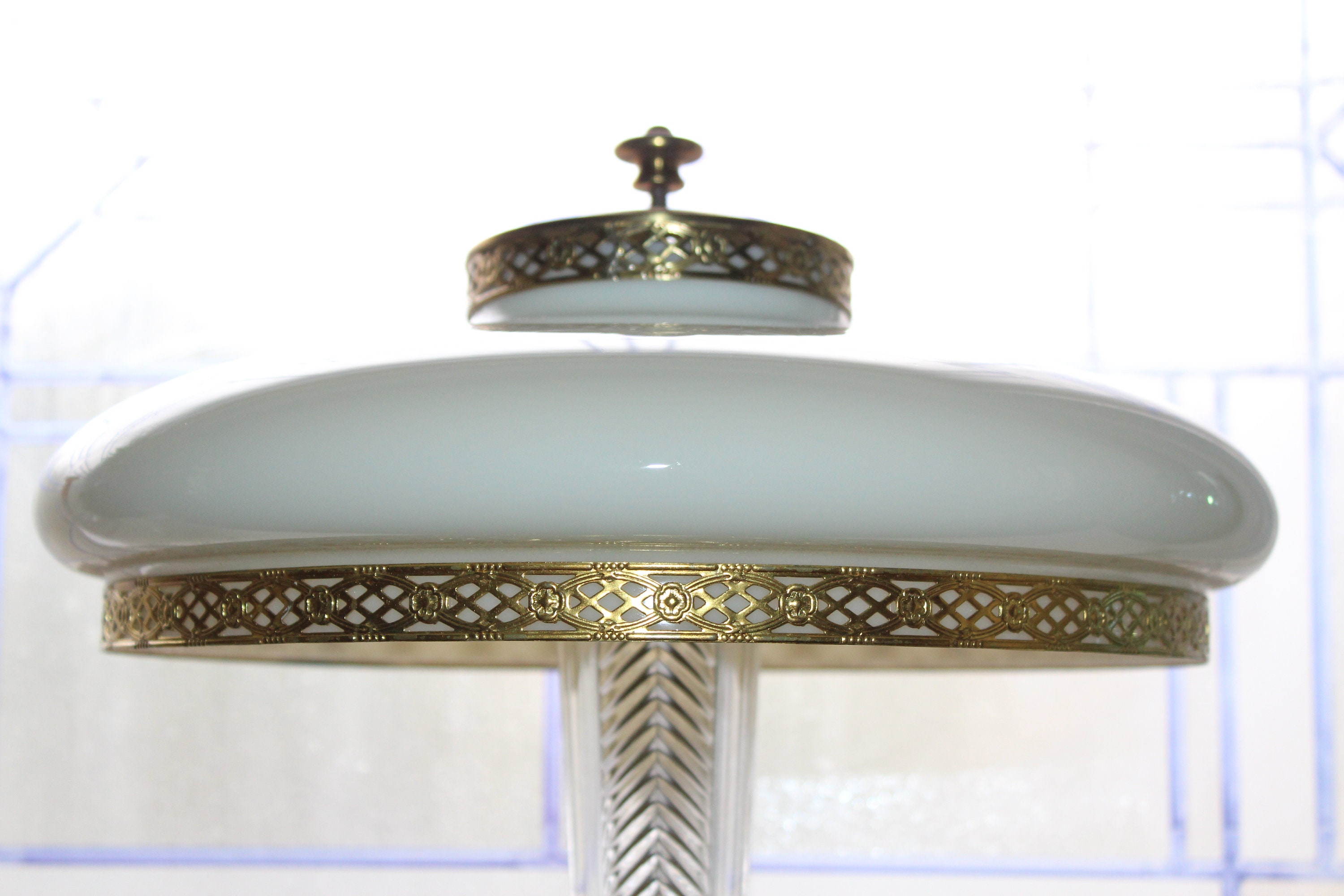 1930s Art Deco Ceiling Light Fixture 15 Inch Shade