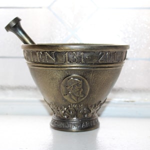 Vintage Messing Galen Apotheker Mörser und Stößel