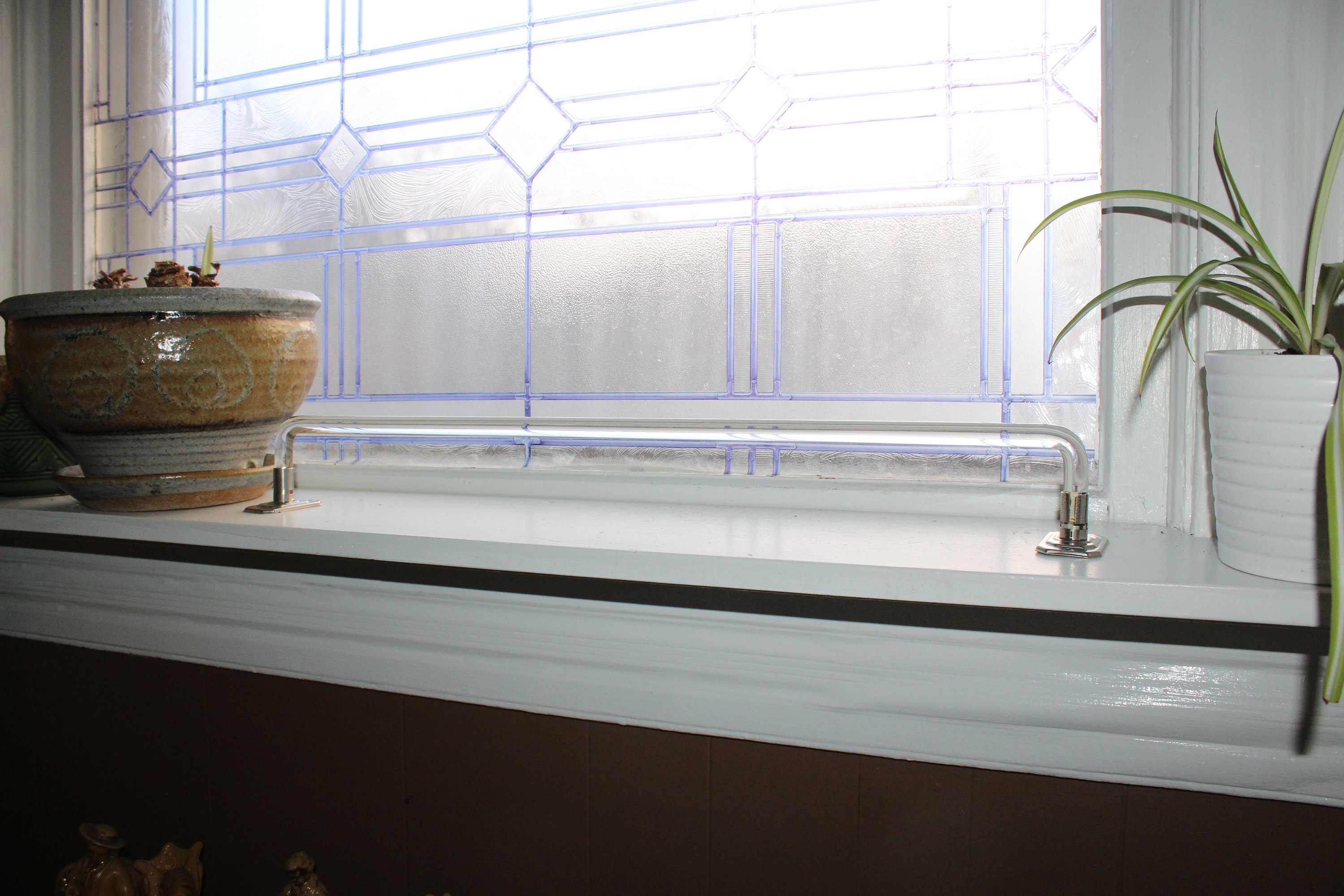 Vintage Glass Towel Rod Towel Bar Clear Glass and Chrome 1930s 24 1/4