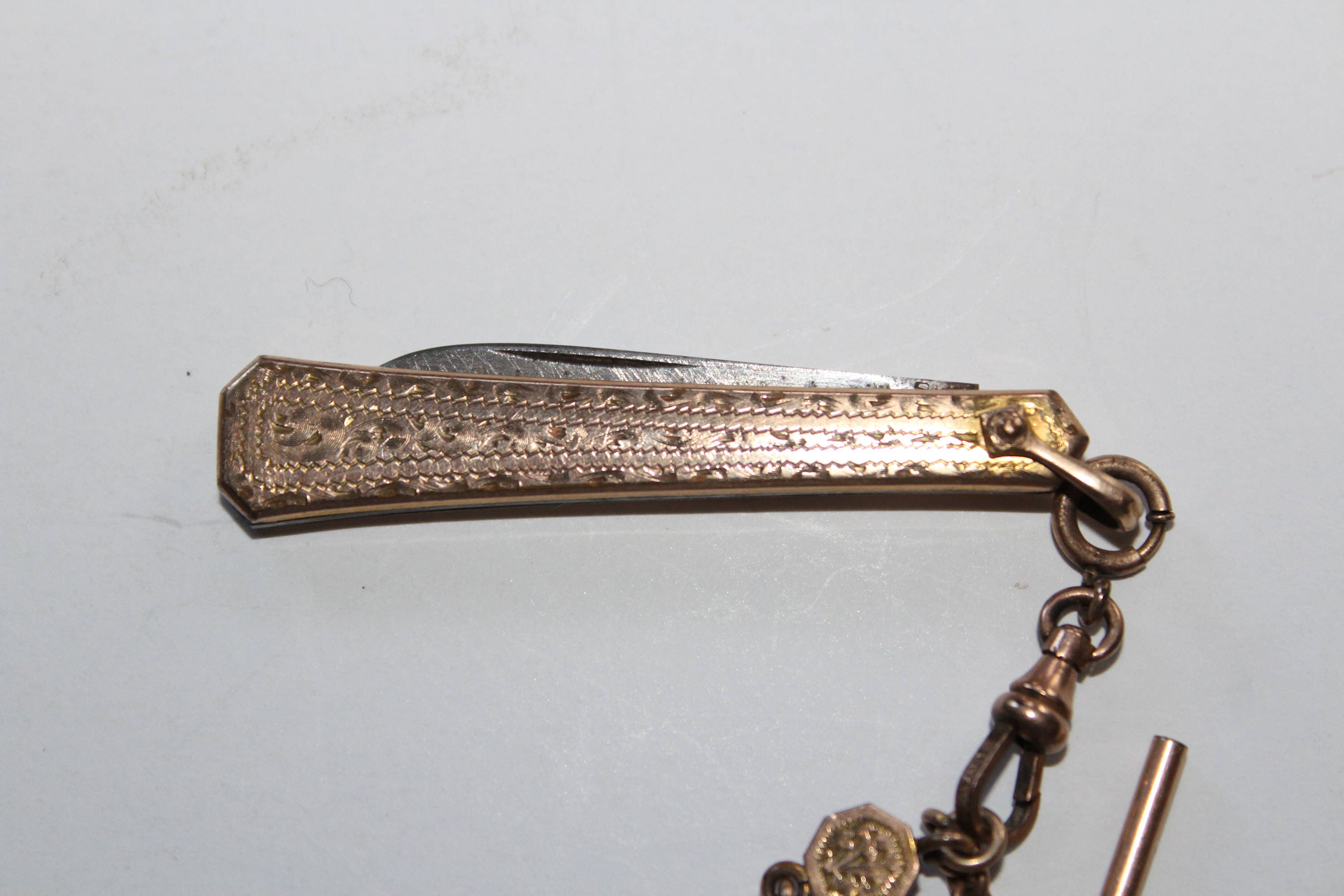 Antique Pocket Watch Chain with Knife and Fob Hayward