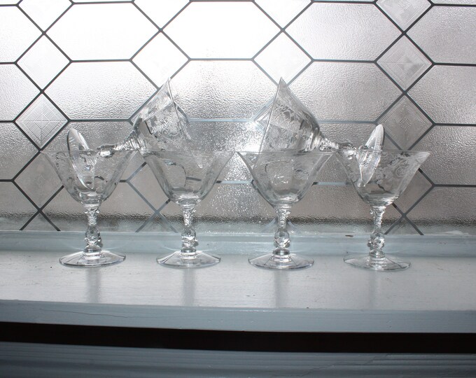 6 Vintage Cambridge Glass Elaine Sherbet Champagne Stem #3121