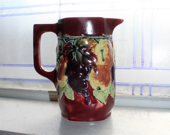 Vintage Bern Czech Pitcher with Fruit Decoration