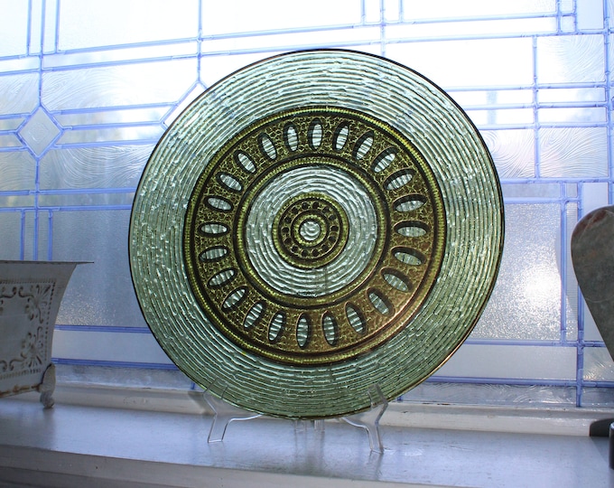Mid Century Culver Glass Valencia Large Round Tray Platter