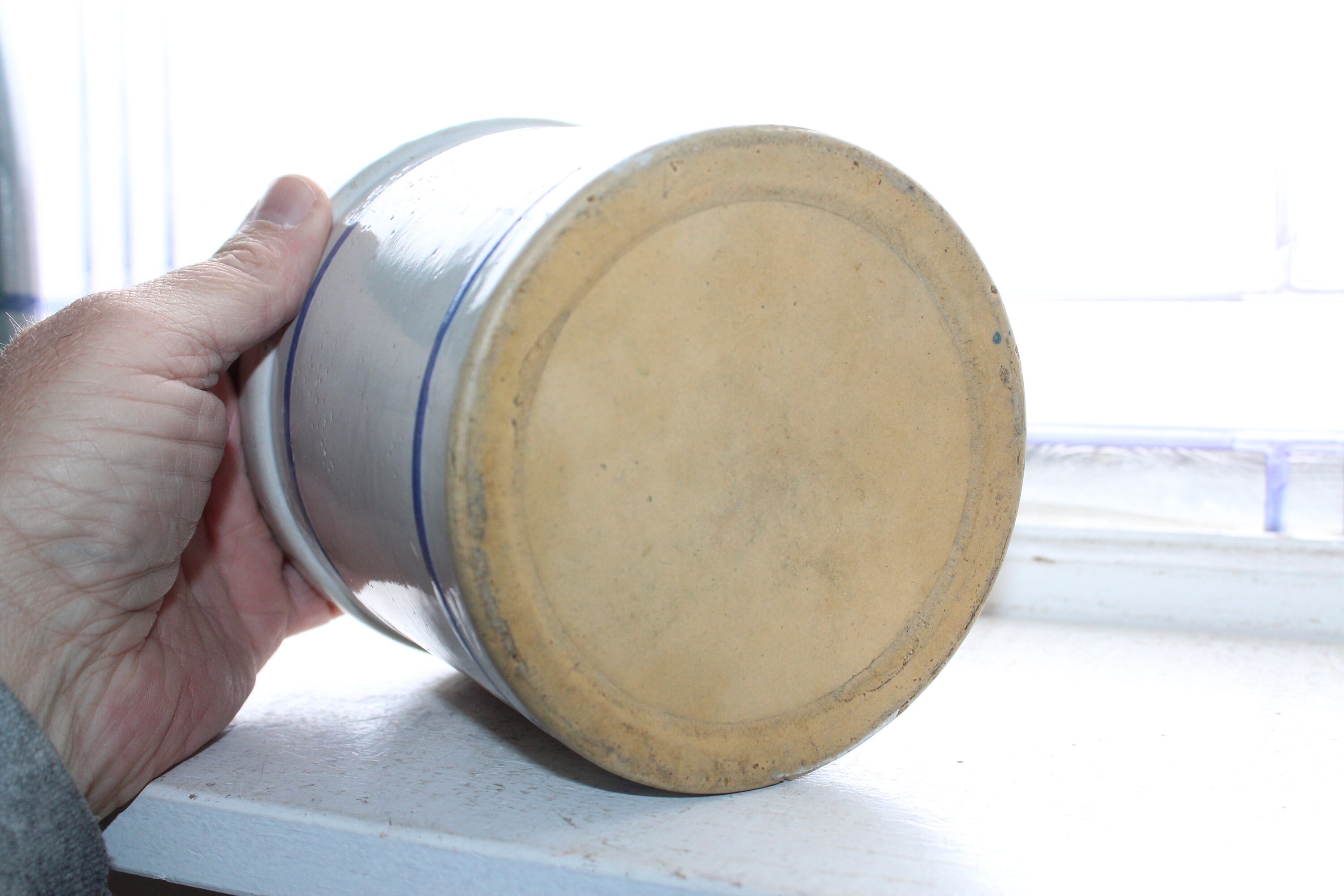 Antique Red Wing Stoneware Beater Jar Blue and White/Gray