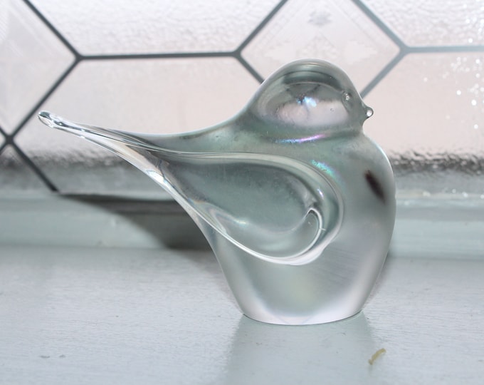 Vintage Zellique Glass Bird Figurine Paperweight