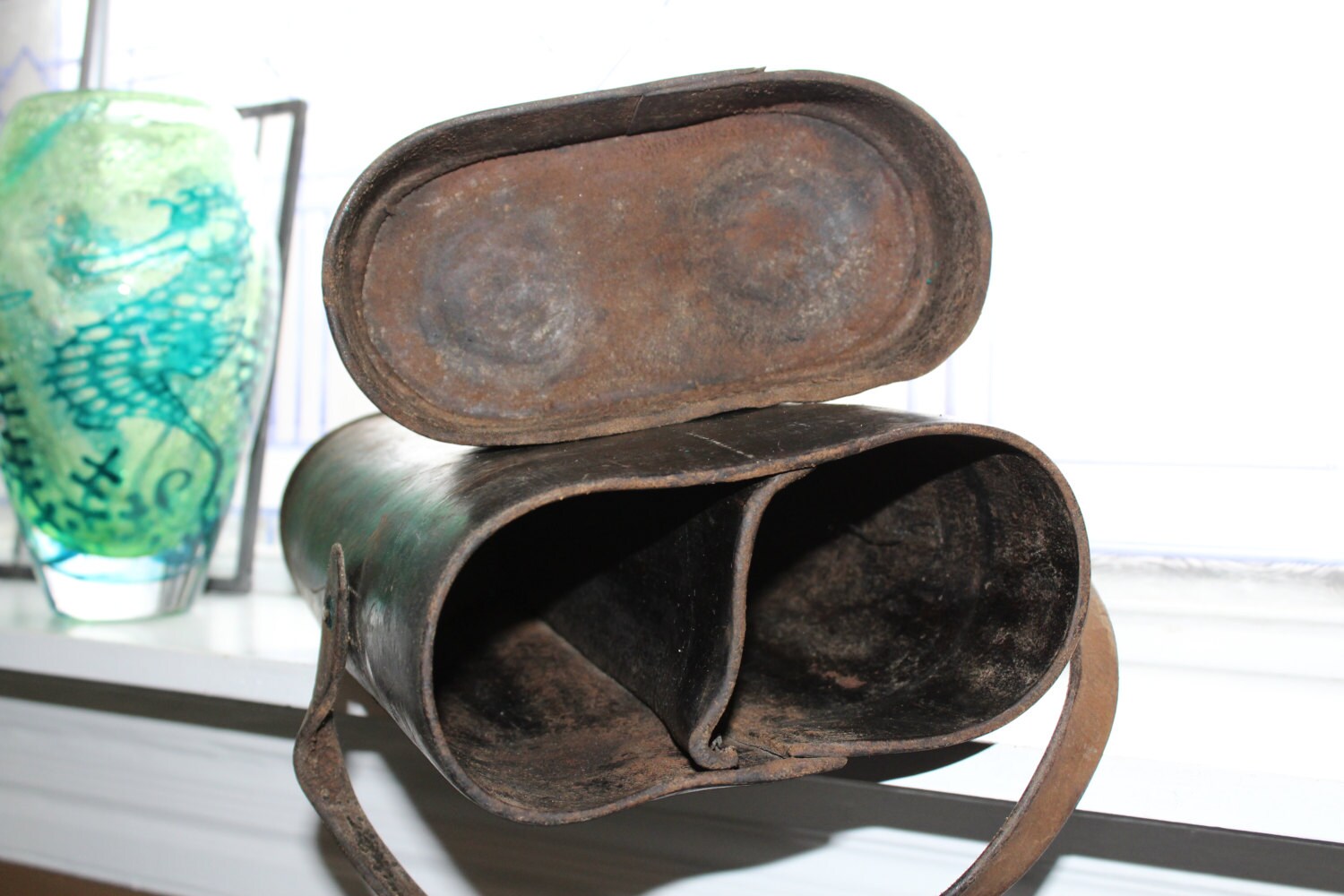 Antique Leather Case Wine Bottle Carrier 1800s