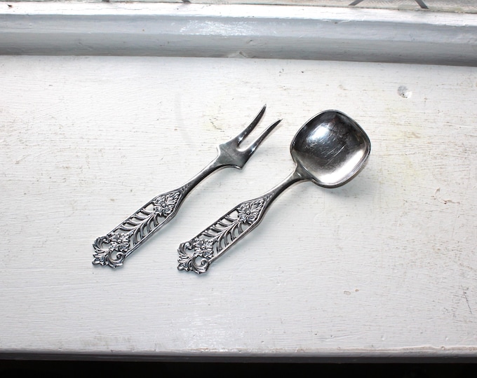 Vintage Small Silverplate Fork and Spoon 40 Gr TK NR 111 Thomasen & Knudsen Norway