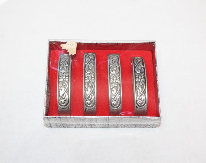 4 Norwegian Pewter Napkin Rings Scandinavian Decor