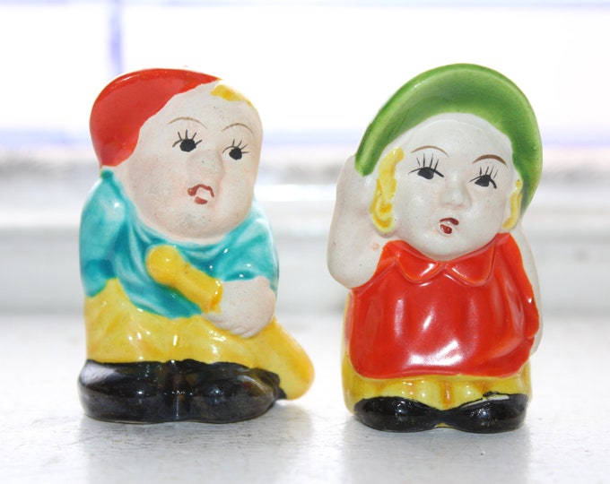 Vintage Salt and Pepper Shakers Baseball Player and Girl