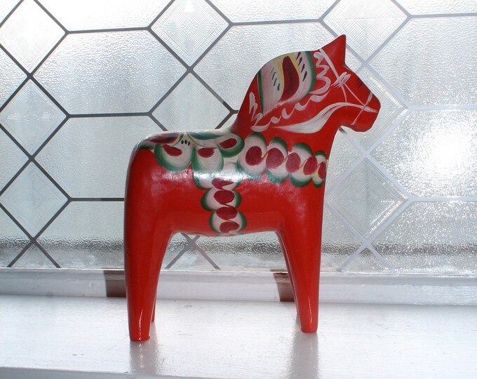 Vintage Swedish Dala Horse Hand Carved and Painted
