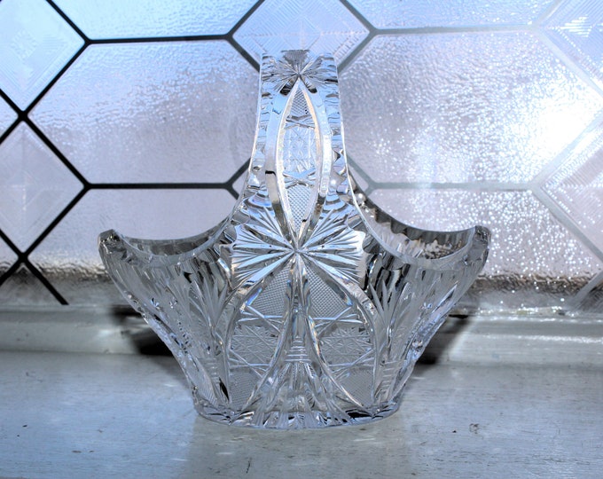 Elegant Cut Glass Basket