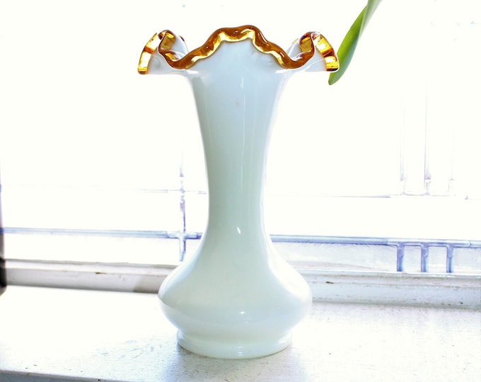 Fenton Gold Crest Vase Vintage 1950s Art Glass