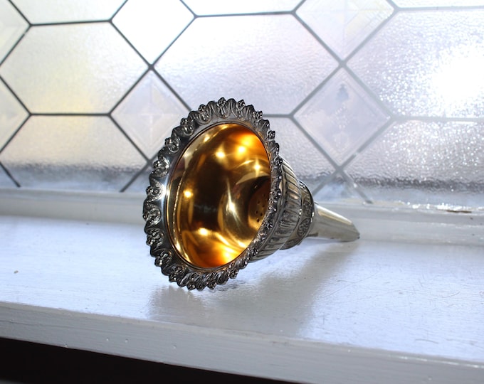Antique Wine Funnel Silverplate and Gold Gilt