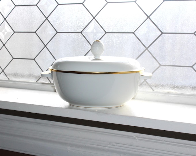 Rosenthal Continental Helena Porcelain Casserole Serving Dish & Lid White Gold