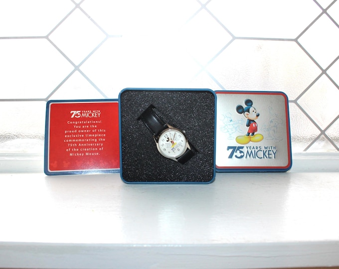 Disney Mickey Mouse Watch with 75th Anniversary Tin Box