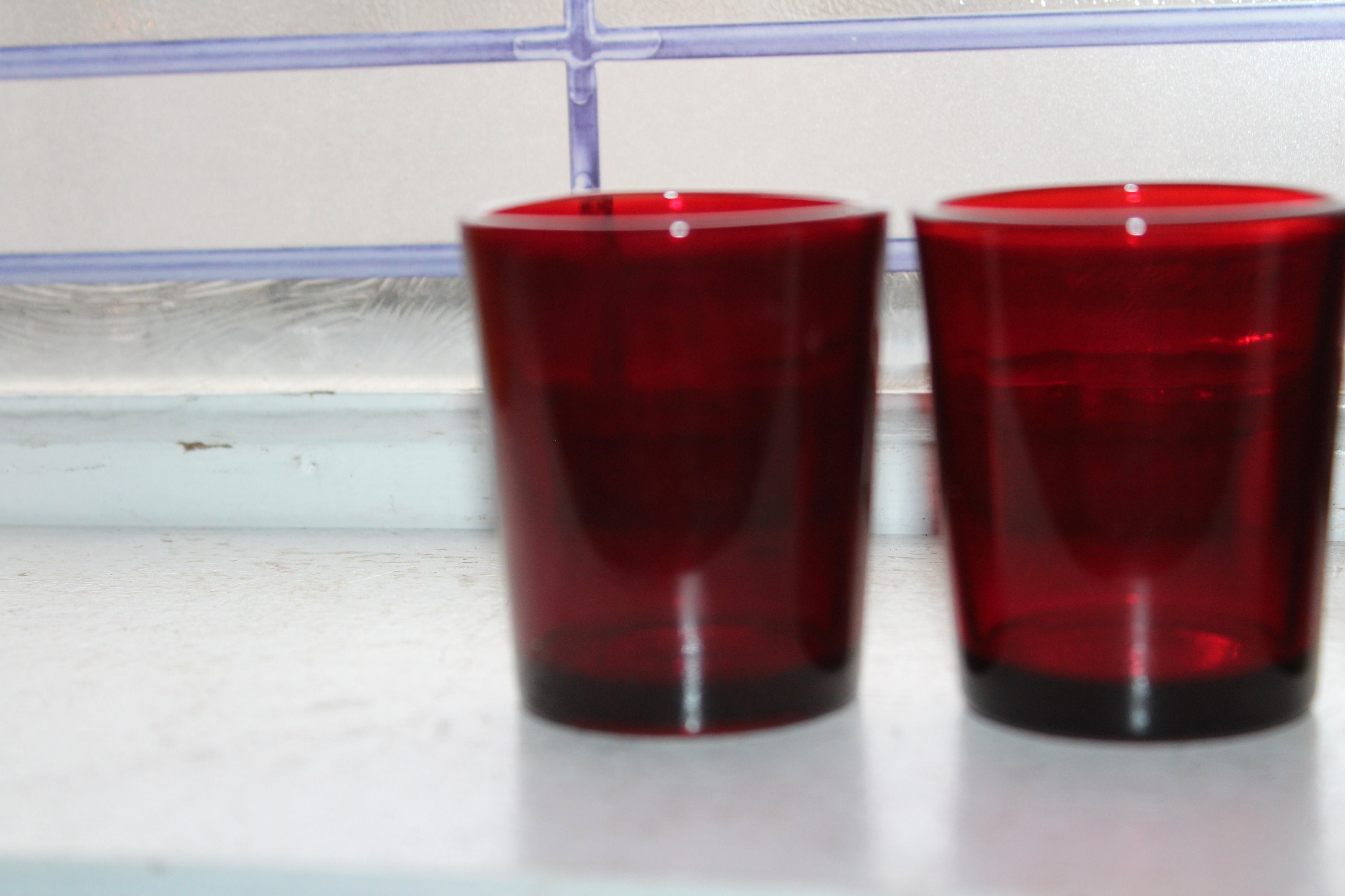 4 Vintage Royal Ruby Red Votive Candle Holders Anchor Hocking