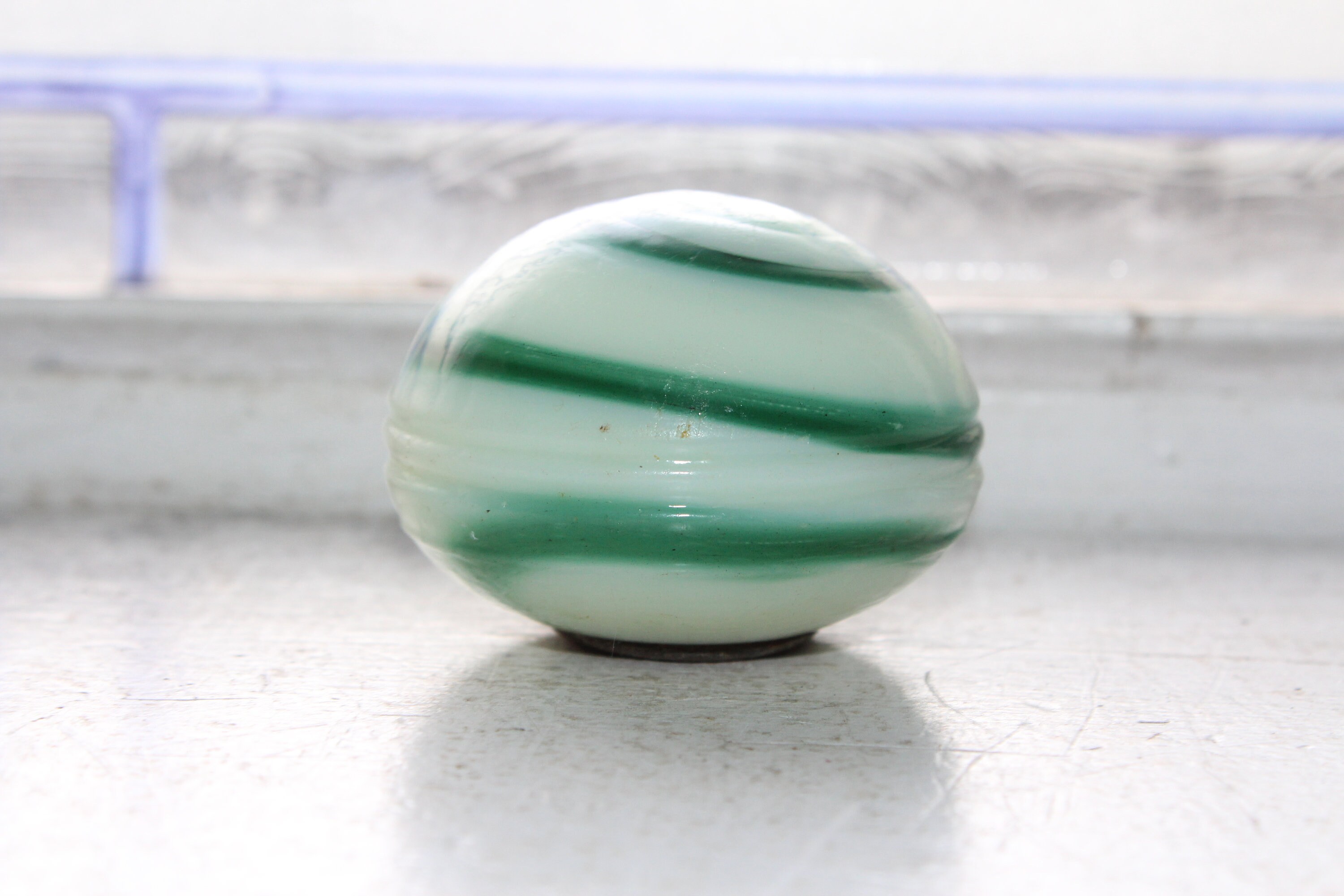 Vintage Green White Swirl Slag Glass Marble Gear Shift Knob 1920s