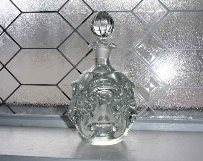 Vintage Mid Century Heavy Crystal Decanter Pinched Form