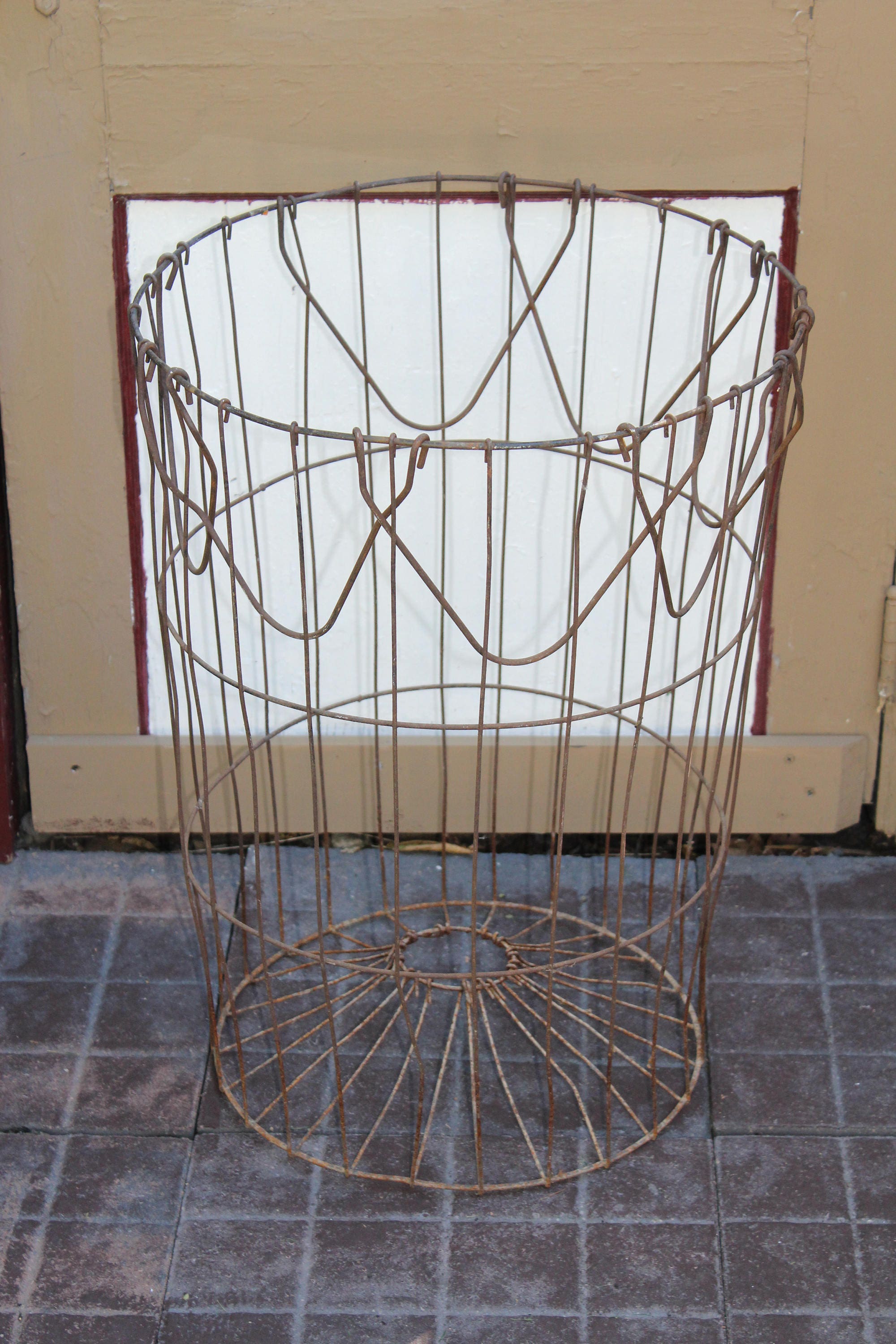 Large Antique Wire Basket 26 Rustic Farmhouse Decor