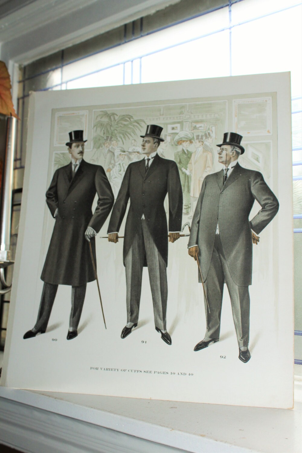 Large Antique Edwardian Mens Fashion Plate Tailor Catalog Print Circa ...