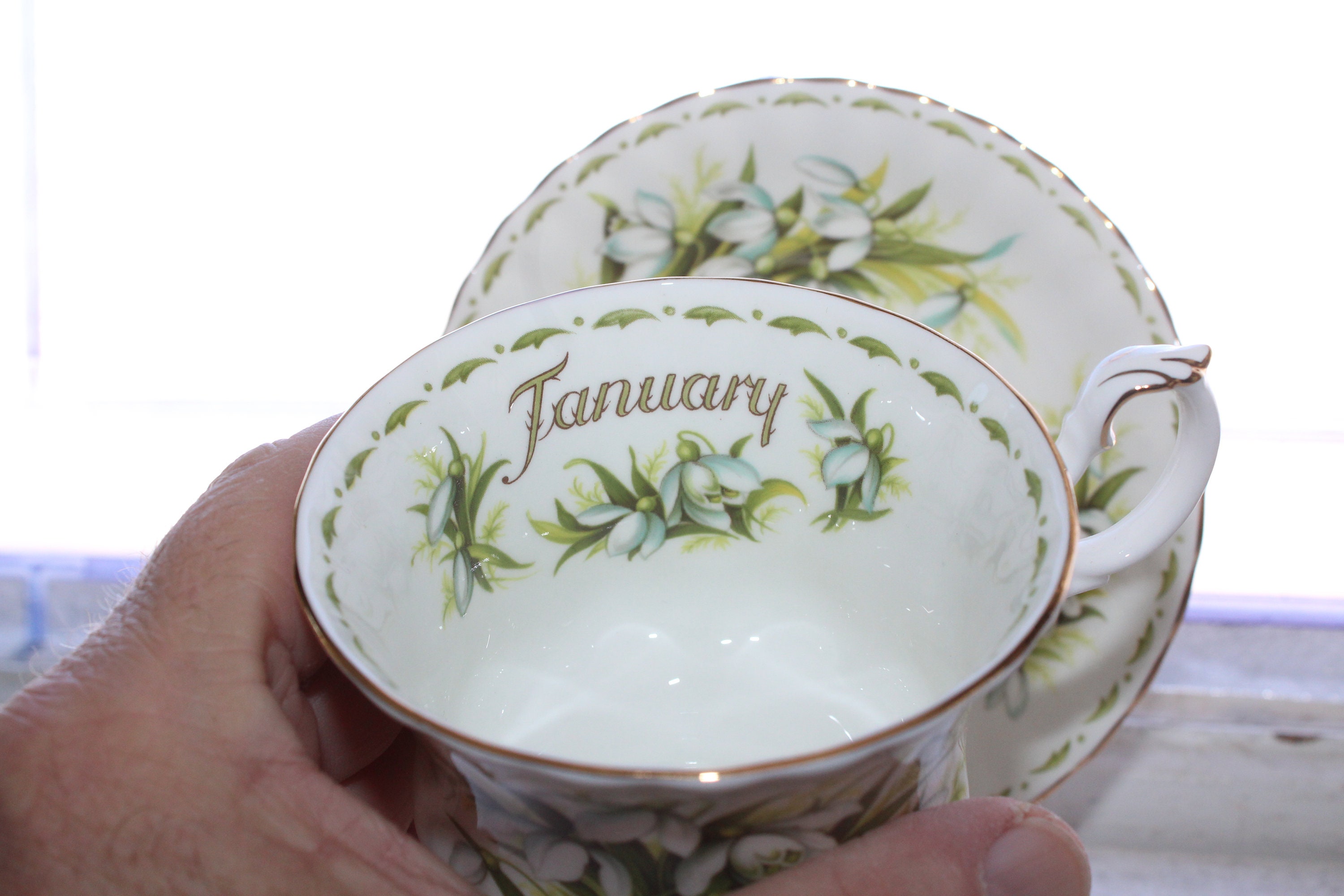 Royal Albert Tea Cup and Saucer January Snowdrops Flower of the Month