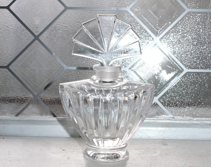 Vintage Art Deco Crystal Perfume Bottle 6"