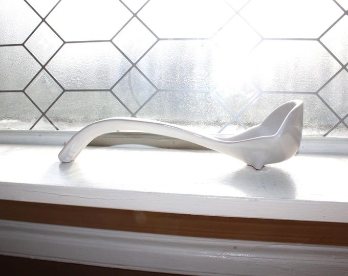 Vintage Frankoma Pottery Large White Ladle