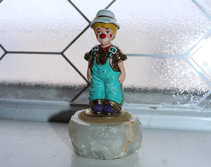 Vintage Ron Lee Clown Figurine Sculpture Boy in Overalls 1995