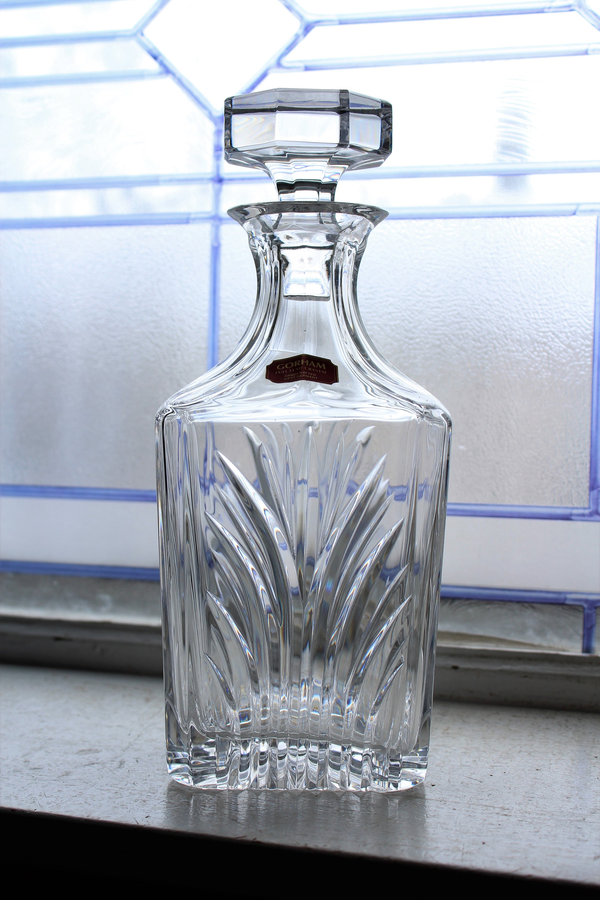 Gorham Crystal Liquor Decanter Square Vintage Barware Nocturne Spirit