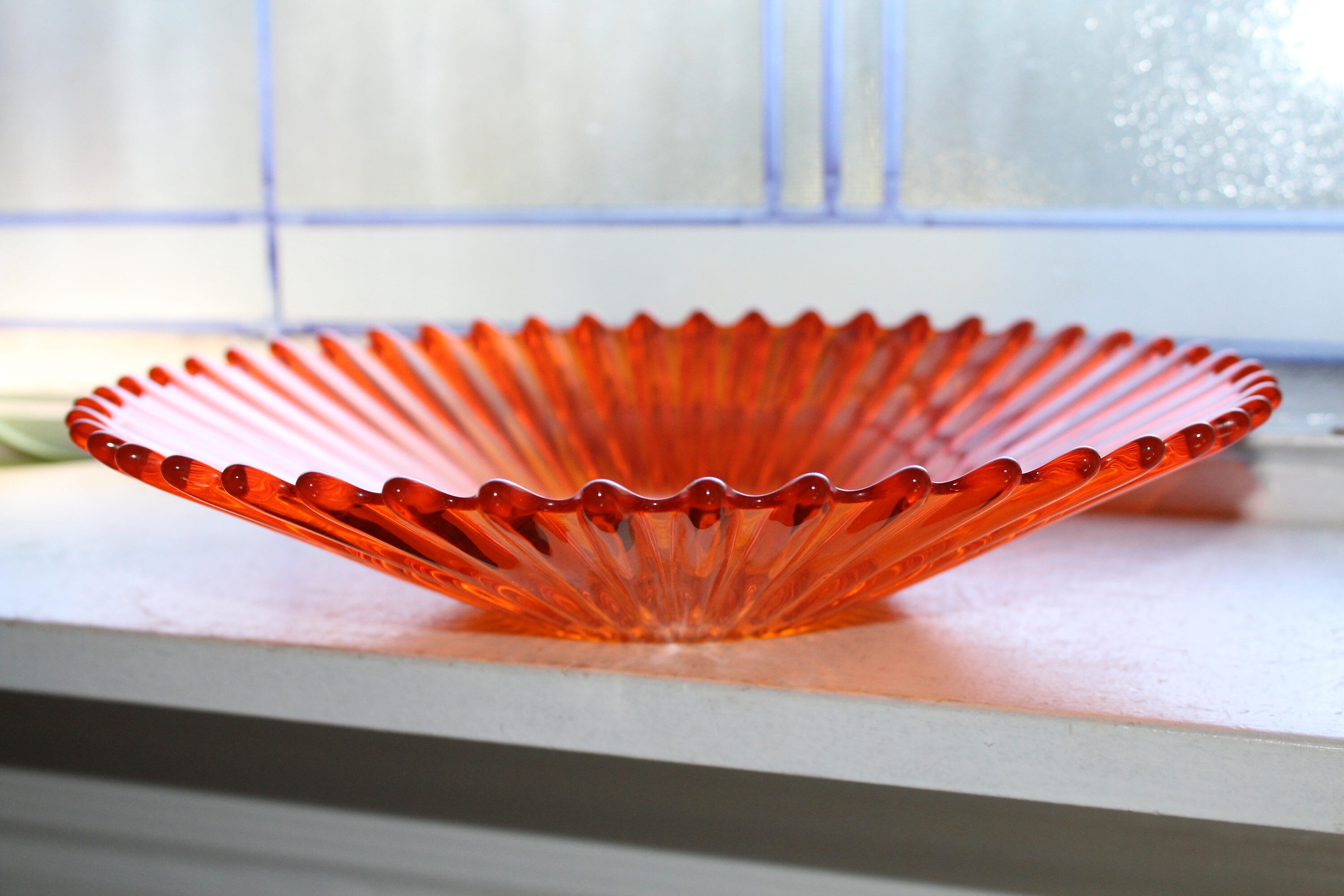 Retro Orange Glass Bowl Candy Dish Vintage Mid Century