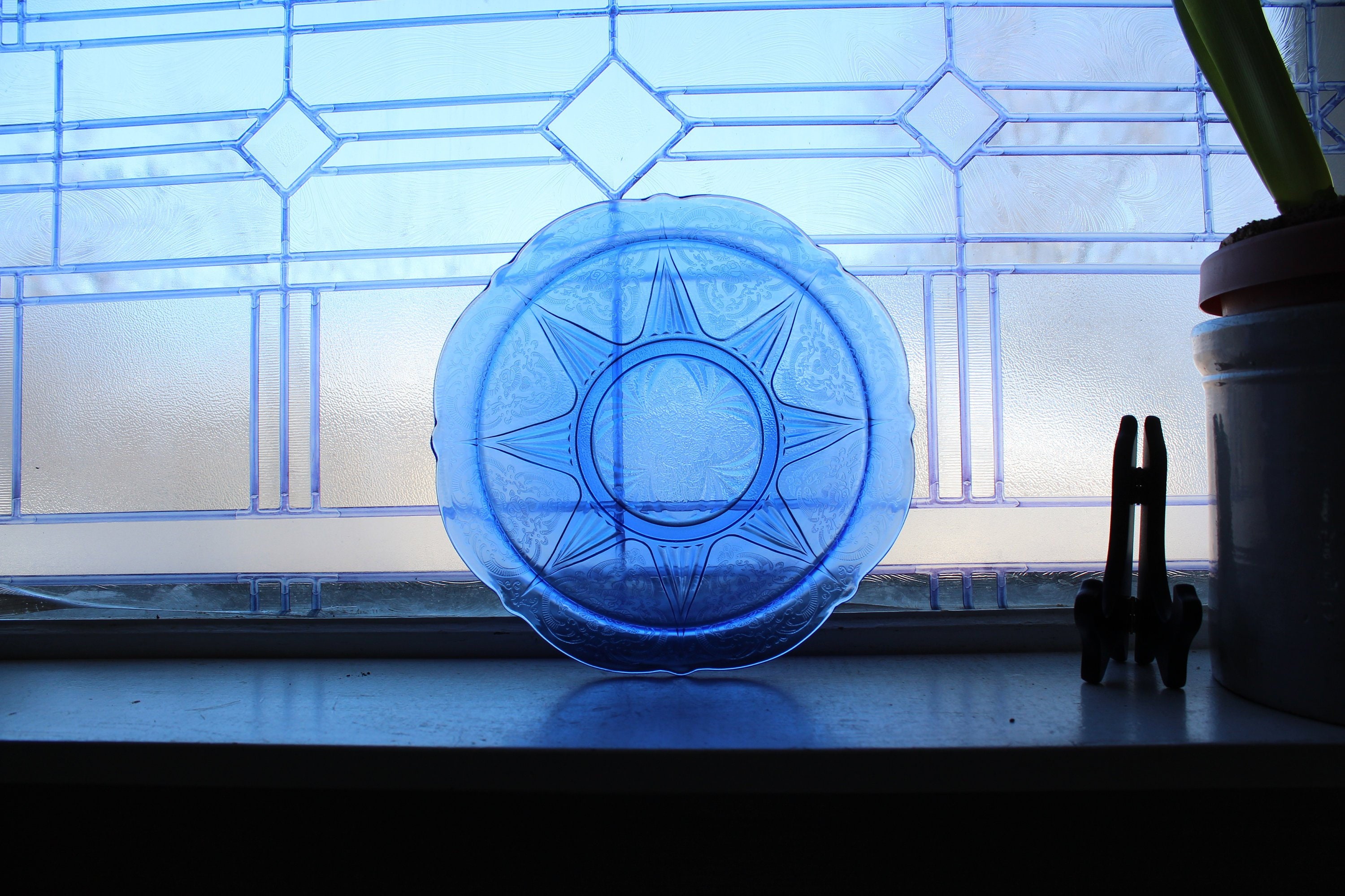 Download Cobalt Blue Depression Glass Serving Bowl Royal Lace ...
