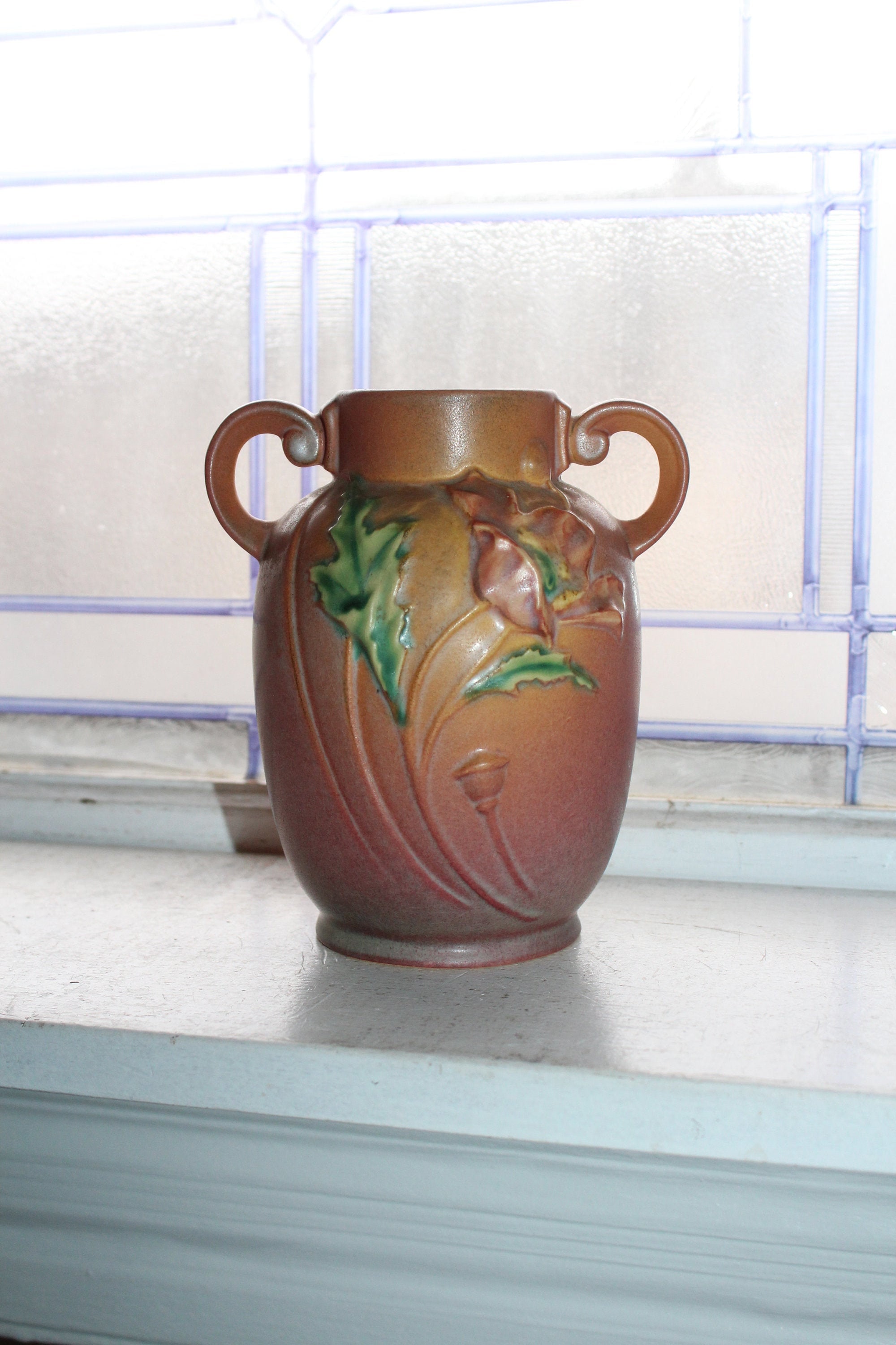Roseville Pottery Poppy Vase 867 Vintage 1930s