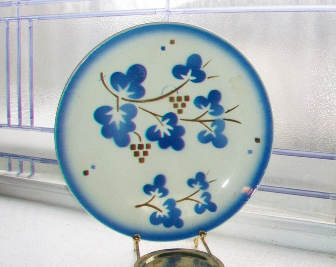 Set of 5 Vintage Dessert Plates Blue and White China