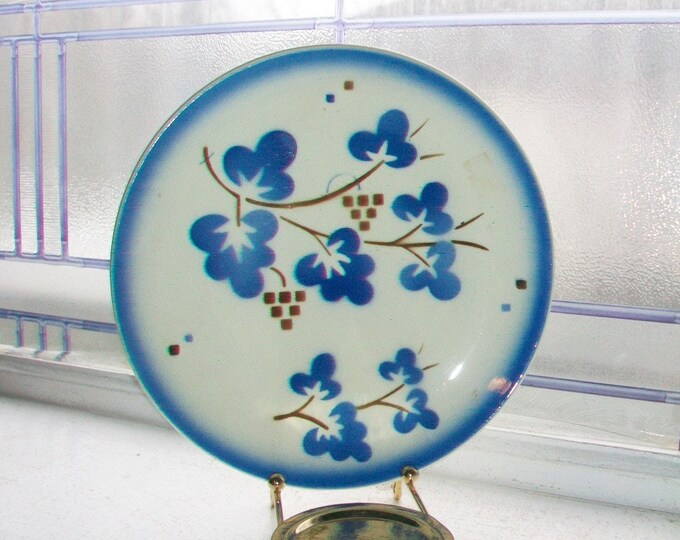 5 Vintage 1950s Dessert Plates Blue and White China