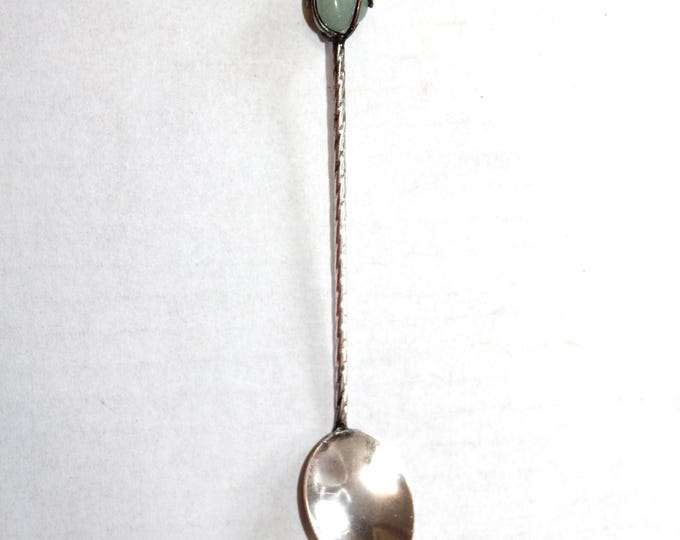 Antique Sugar Spoon H Stern Silverplate and Semi Precious Stone