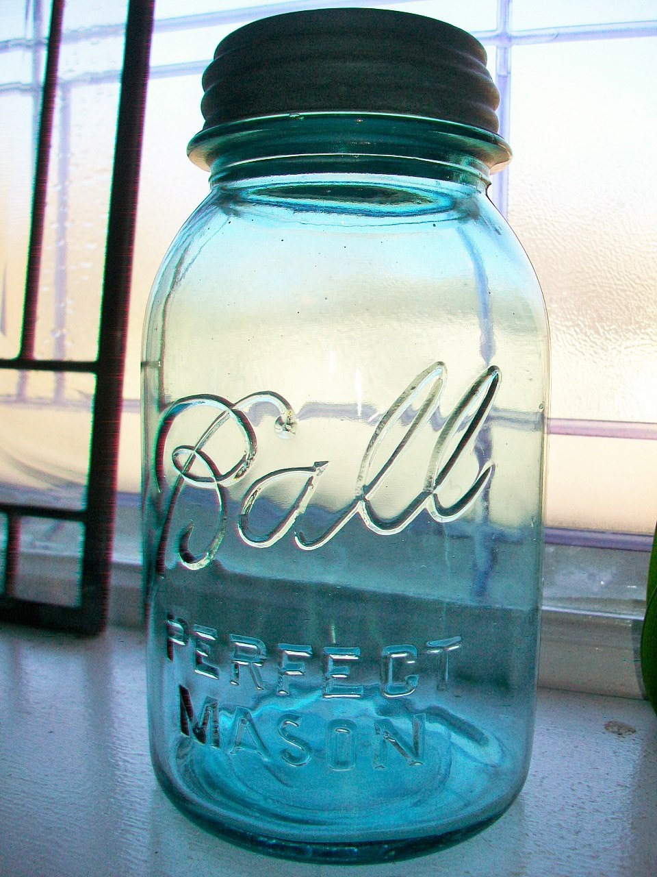 Vintage Blue Ball Jar Quart Ball Perfect Mason Jar 1923 to 1933