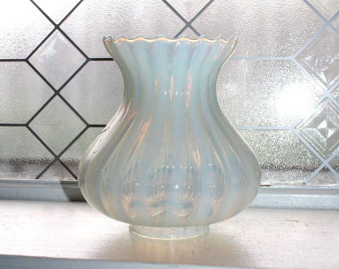 Antique Opalescent Striped Glass Lamp Shade