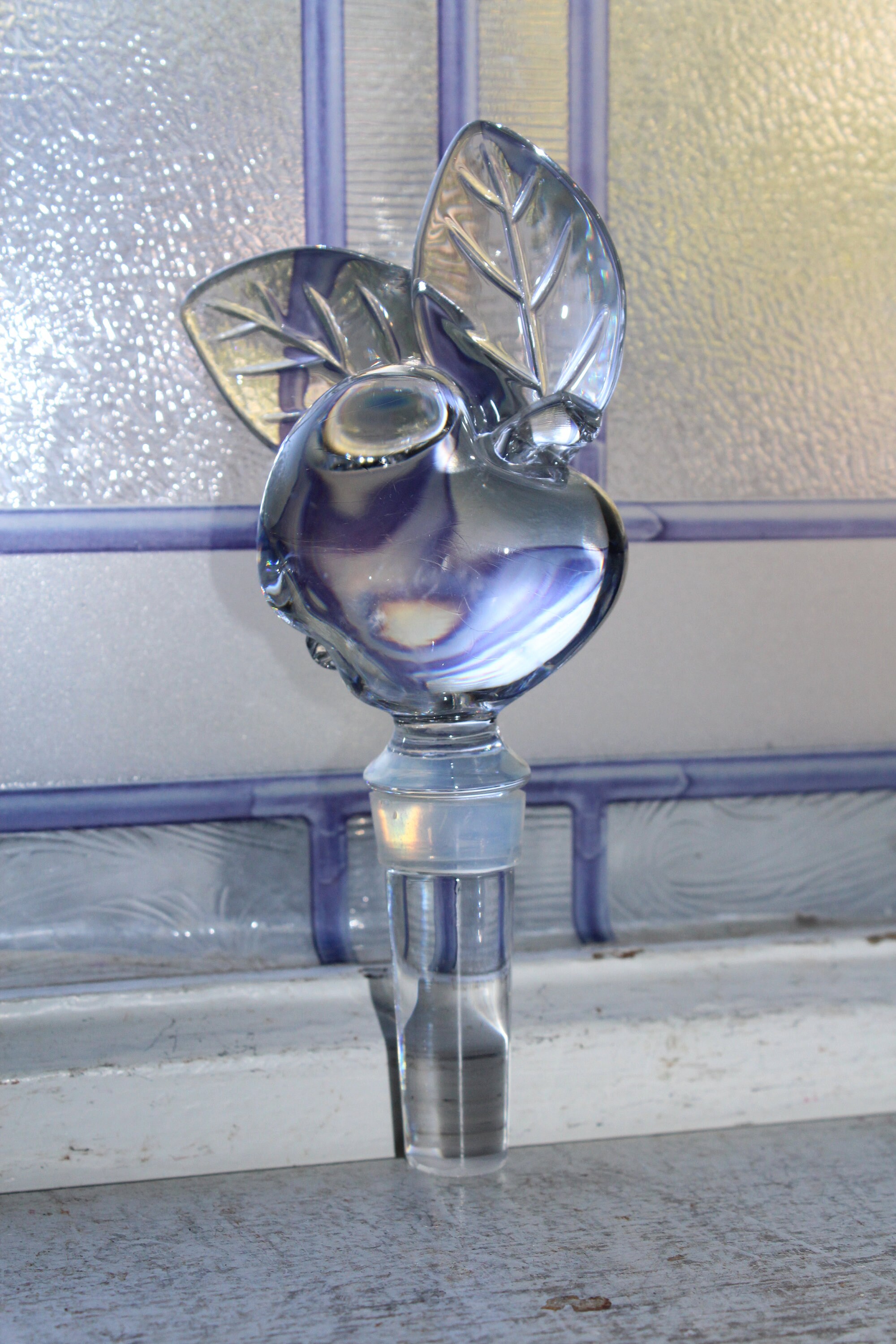 Mikasa Crystal Apple Wine Bottle Stopper Vintage Barware