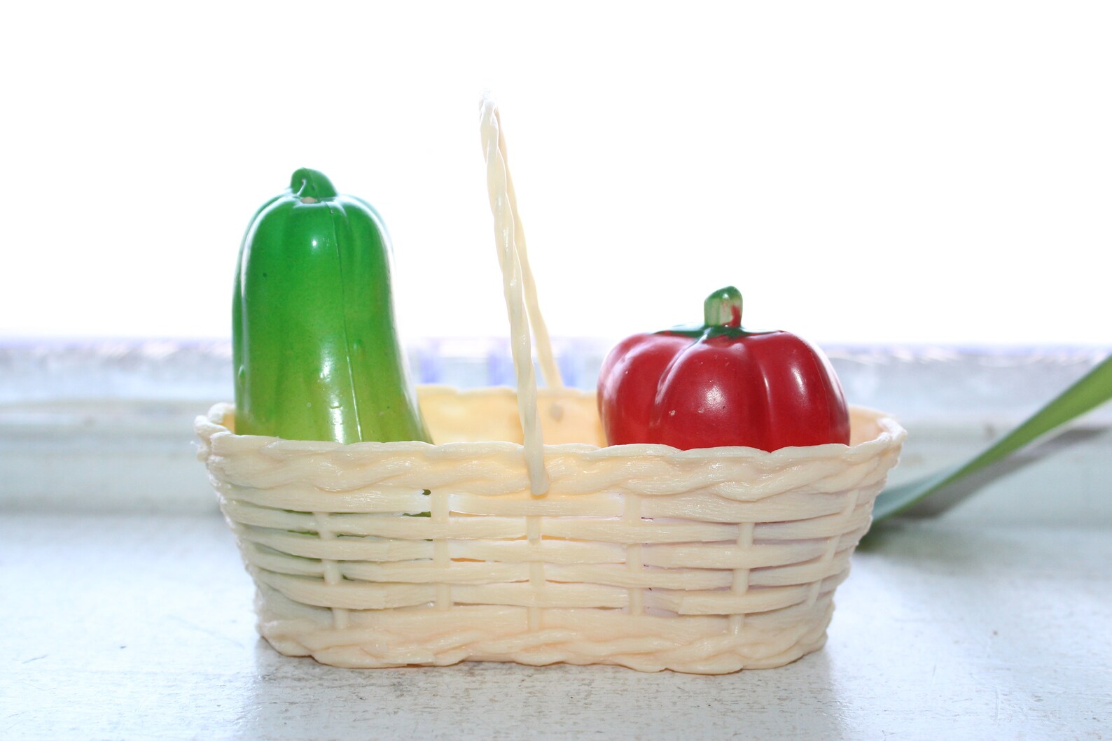 Vintage Salt and Pepper Shakers Vegetables in Basket Tray Etsy