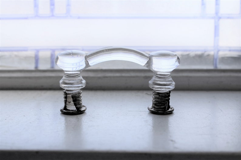 Clear Depression Glass Drawer or Cabinet Door Handle Vintage 1940s