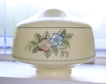 Vintage Light Fixture Globe Shade Floral Decor