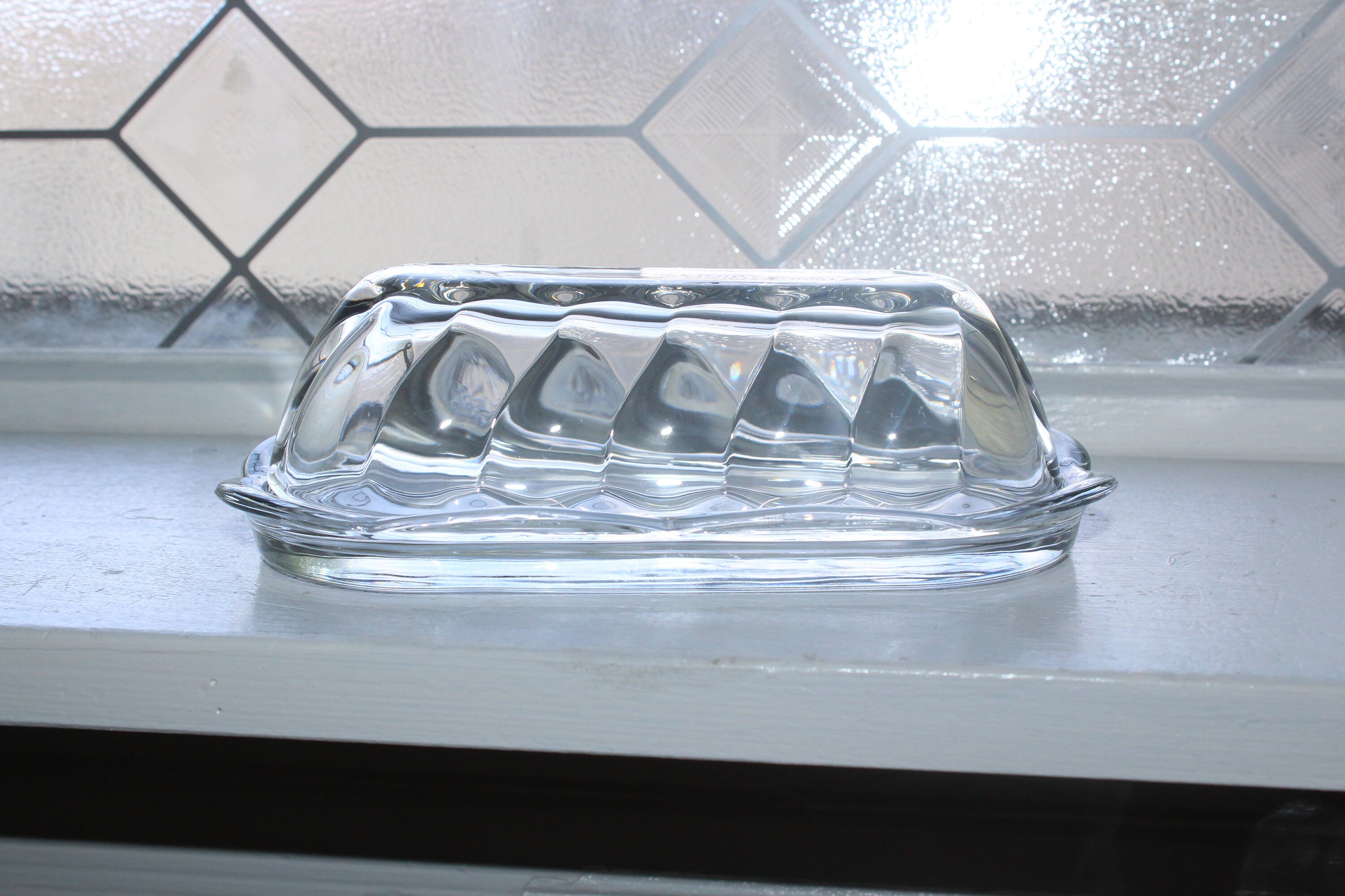 Vintage Anchor Hocking Glass Butter Dish Quarter Pound Size