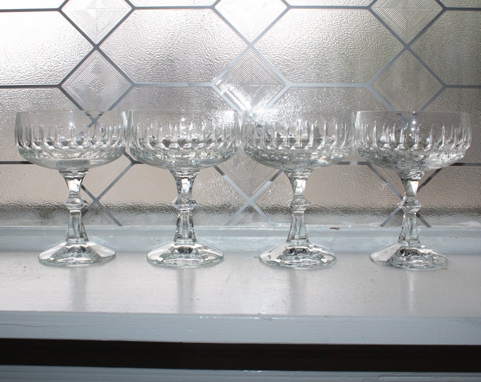 4 Elegant Lead Crystal Champagne Glasses Germany Echt Bleikristall