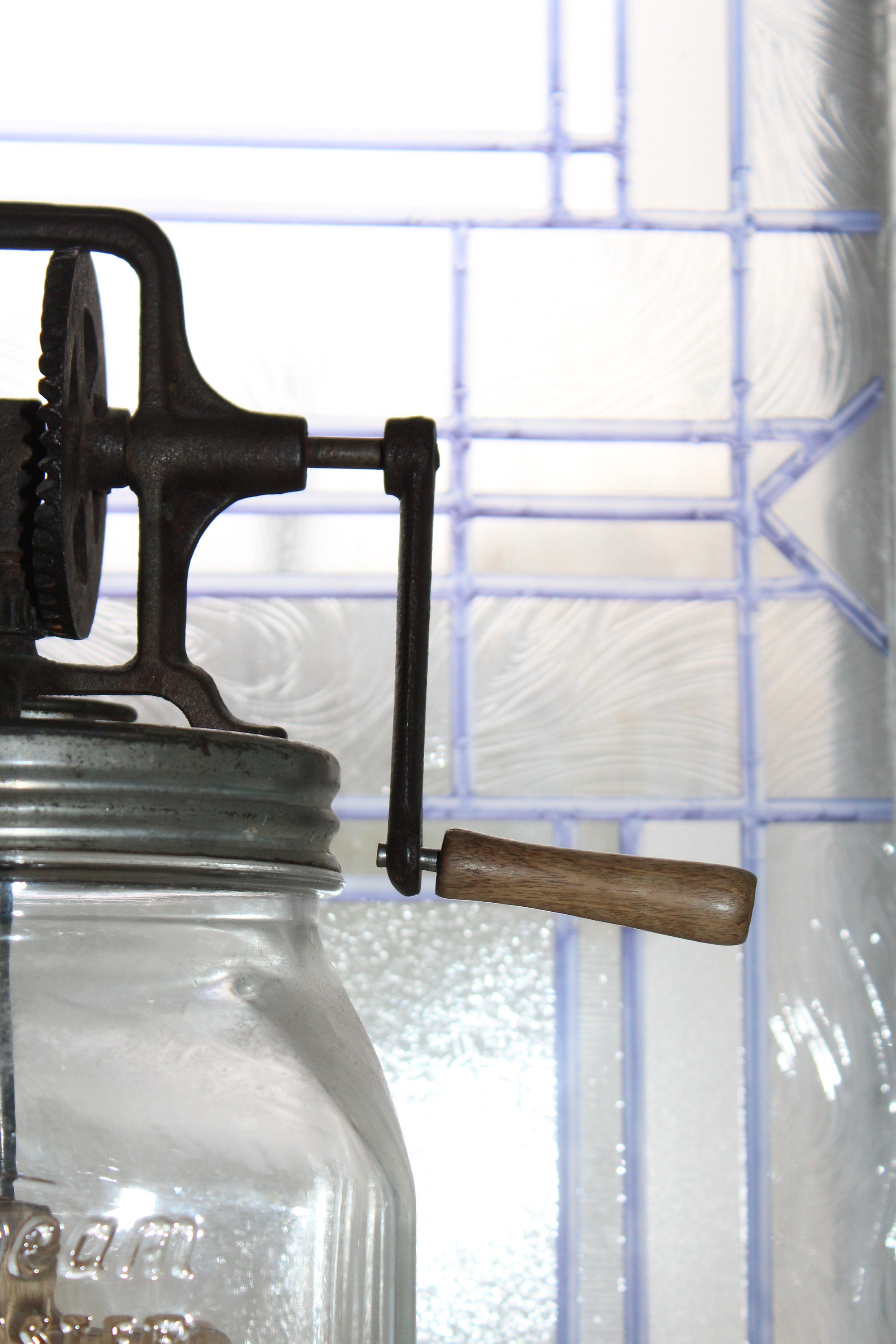 Vintage Sunbeam Glass Butter Churn Mixmaster Rustic Farmhouse Decor