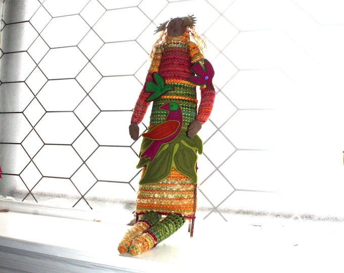 Large Vintage Alice Watterson Handmade Fiber Art Doll Flying High Studio