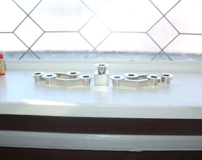 Vintage Kikkerland Chrome Jewish Menorah with Wood Box by Chris Collicott