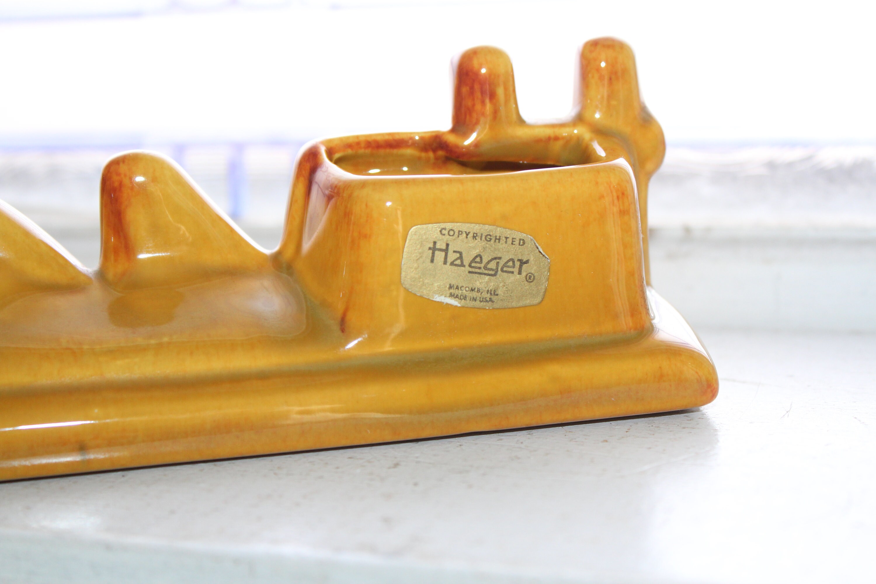 Vintage Mid Century Haeger Pottery Dealer Sign Planter 1960s