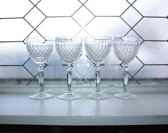 4 Vintage Franze Wittwer Mozell Elegant Claret Wine Glasses 1950s